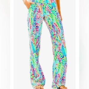 Lilly Pulitzer Florita Linen Pants in Catch The Wave Size XS Beach Coastal